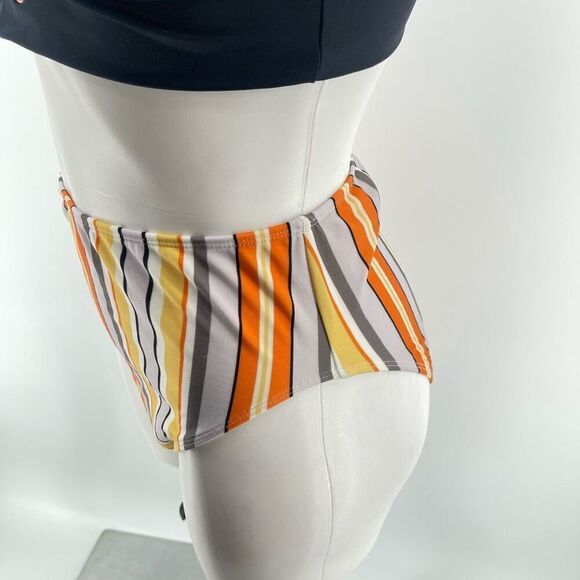 ASOS Swim Mix and Match High Waist Stripe Bottom with Black Bralette Top Size 8 - Picture 8 of 15